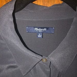 Madewell slate grey short-sleeve silk button-down